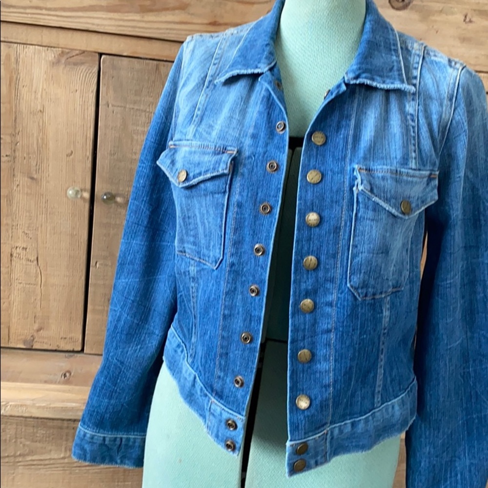 Current Elliot Denim Jacket Snap Size 2 Medium - image 5